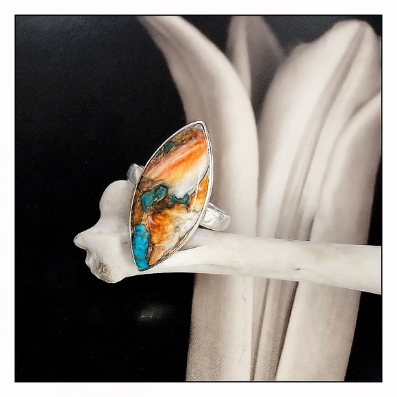 Healing Stones And Crystals Jewelry - Sterling Silver Spiny Oyster Turquoise Ring